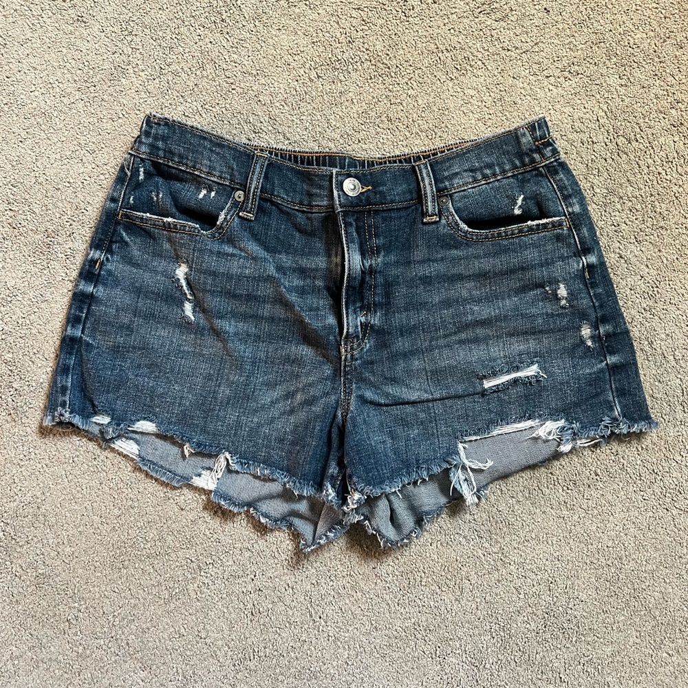 Aerie Blue Jean Shorts Distressed Cut-Off Style